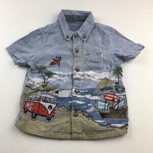 Notting Hill MONSOON Boys 12-18 M Shirt Button Down Oxford Short Sleeve Pocket